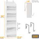 SpaceAid 1 Pack Over The Door Organizer with 5 Large Pockets and 10 Mesh Side Pockets, 5 Layers Door Organizer Hanging with Clear Window for Bedroom, Bathroom, Pantry and Nursery, White