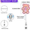 Pink Teddy Bear Badge Reel Retractable for Nurse Nursing RN CNA LPN Healthcare Worker & Teacher, Cute Pediatric Nurse Gifts, Teddy ID Name Badge Holder with Alligator Clip & 24 Durable Nylon Cord