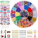 DreGlam TS Bead Bracelet Kit with 12 Colors Mixed Color Seed Beads, Clay Beads, Letter, Smile, Heart & Number Beads, Charms for Jewelry Making Crafts Gifts