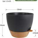 WSMKSZ 12 inch Large Self Watering Pots, Flower Plant Pots with Drainage Holes for Indoor Outdoor Garden Plants, Plastic Planters with Removable Deep Reservoir, Black with Brown, 12inch 1pcs