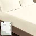 Mayfair Linen 100% Cotton Queen Fitted Sheet Only - 600 Thread Count Cotton Fitted Sheet Queen, Luxuriously Soft, Durable, Cooling 16" Deep Pocket Sateen Weave Bottom, Luxury Hotel Quality - Ivory