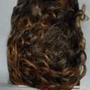 Curly Afro Wig for Black Women Curly Wigs with Bangs 18 Inch Long Curly Afro Synthetic Wig for Cosplay and Daily(Ombre Brown)