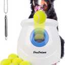 Pet Prime Dog Automatic Ball Launcher for Large Dogs Ball Thrower Machine Outdoor Indoor Use Interactive Dog Toy Adjustable Distance 10-40ft - Included 6 PCS 2.5 Tennis Balls and a Whistle