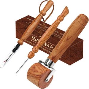 Savina Set 3 Seam Rippers - Seam Roller & Stiletto for Sewing - Handmade Hard Wood Professional Multipurpose Durable for Sewing/Quilting (2Pcs)