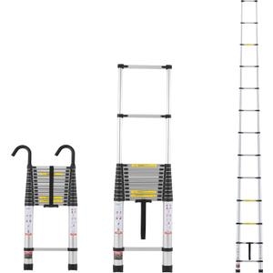 VEVOR Telescoping Ladder, 16.4FT Aluminum Lightweight Extension Ladder, Multi-Button Retraction Collapsible Ladder, 375 LBS Capacity with Non-Slip Feet, Portable Compact Ladders for Home, RV, Loft