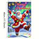 2 x Merry Christmas Garden Flag Double Sided 12x18 Flag Festive Santa Xmars Garden Flag Santa With Christmas Lights And Snowy Scene Outdoor Holiday Yard Lawn Decoration Banner