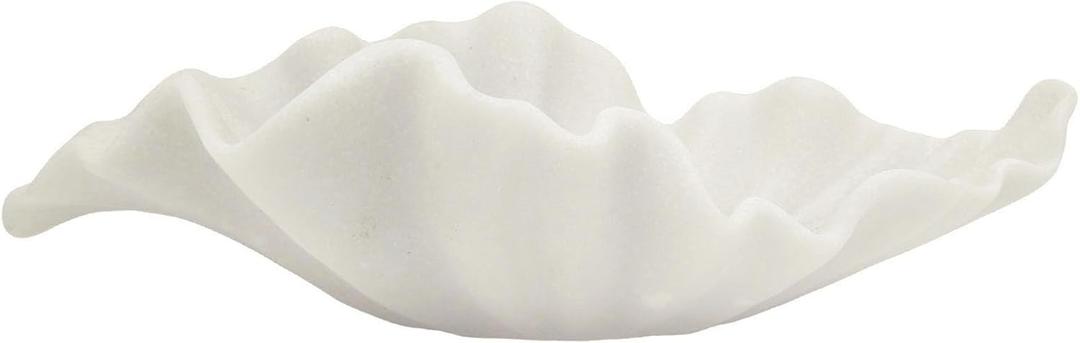 Off White Large Decorative Bowl - 16 Fruit/Key/Purse Bowl for Home Decor - Coffee Table & Entryway Table Decor - Scalloped Ruffle Bowls - Unique Centerpiece Bowls(Big)