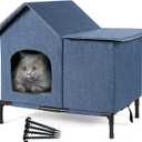 COZlPETA0 Outdoor Cat Houses Weatherproof Shelter for Outdoor Feral Cats and Kitty with Pad 23 X 20 X 17 inches(Blue)