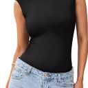 PINKMSTYLE Womens Crew Neck Sleeveless Bodysuit Double Lined Stretchy Fitted Basic Thong Body suit Tank Tops, Size: XX-Large