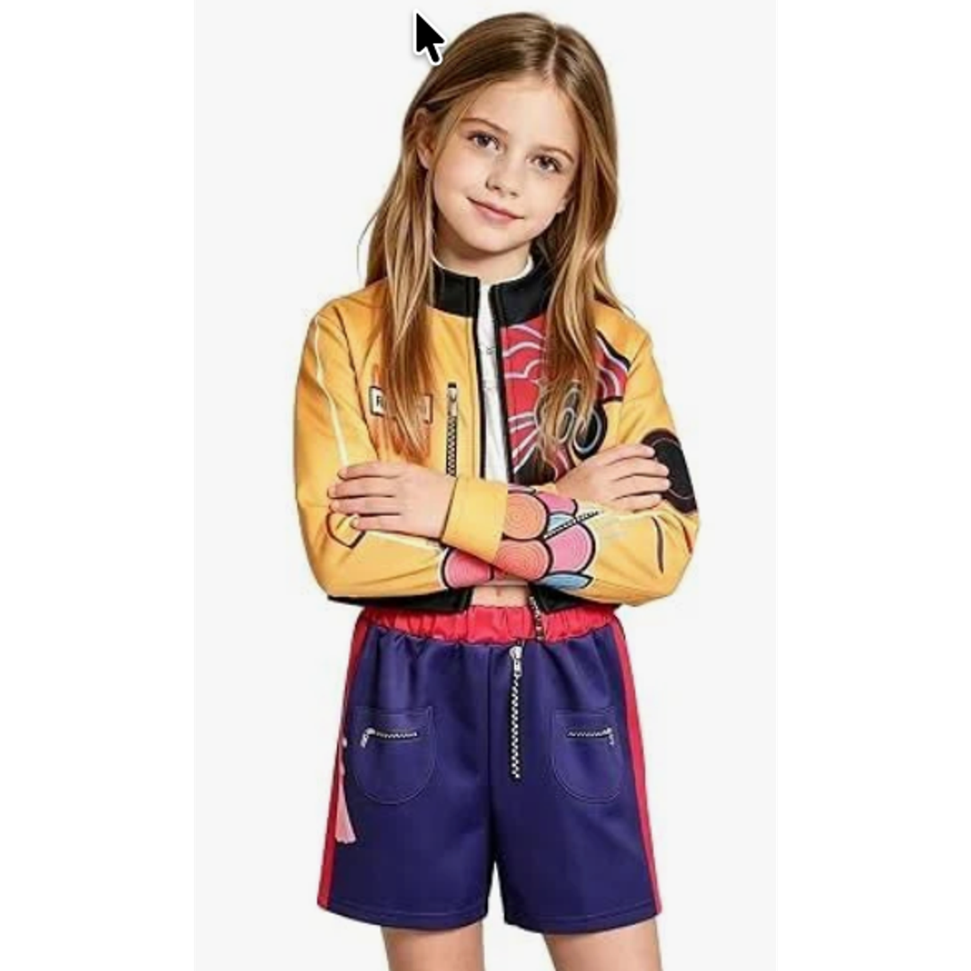 Girls' Halloween Dress Up Outfit, Stage Costume 3PCS Set for Kids' Party, Size 120