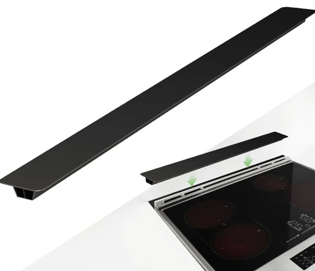 31.5" Slide-in Range Rear Filler Kit, Stove Gap Universal Trapezoidal filling strips, Cooktop Trim Kit Between Stove and Backsplash W10113901A for Whlrlpool & Most Brand (Black-31.5in)
