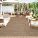 9x12 Large Area Rug for Living Room Modern Solid Brown Indoor Outdoor Rugs Non Slip Low Pile Neutral Patio Easy Jute Outdoor Rugs Washable Carpet for Porch Kitchen Bedroom Living Room Backyard, Brown