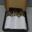 Luxury Shampoo and Conditioner Dispenser Set by Brighter Barns - Shower Soap Dispenser - Shampoo Conditioner Body Wash Dispenser & Pump - White and Gold Bathroom Accessories in Spa, Hotel, Gift (Gold)