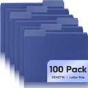 100-Pack Color File Folders, 1/3 Cut Tab, Letter Size Manilla Folder for School/Office/Classroom, Blue