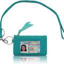 Lanyard with Wallet - Zip ID Case with Lanyard - Lanyard with id Holder - Card Holder Keychain with Zippers -Premium Quilted Microfiber - Jade