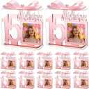 Geelin 12 Set Quinceanera Party Favors for Girls Recuerdos Para 15 Anos Quinceaneras Acrylic Photo Frame Rose Gold 15th Happy Birthday Decorations Gifts for Guest Sweet 15 Supplies
