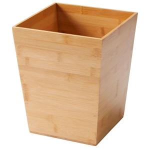 Wooden Trash Can,Small Square Bamboo Waste Bin for Bathroom, Bedroom, Dorm, College, Office - 8"x8"x10" Size，Bamboo