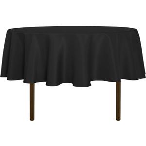 sancua Round Tablecloth - 70 Inch - Water Resistant Spill Proof Washable Polyester Table Cloth Decorative Fabric Table Cover for Dining Tables, Buffet Parties and Camping, Black
