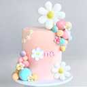 42Pcs Boho Daisy Flower Cake Topper Mini Balls Cake Decorations Retro Groovy Cake Toppers for Women Girls Kids Birthday Baby Shower Wedding Daisy Flower Hippie Themed Party Supplies