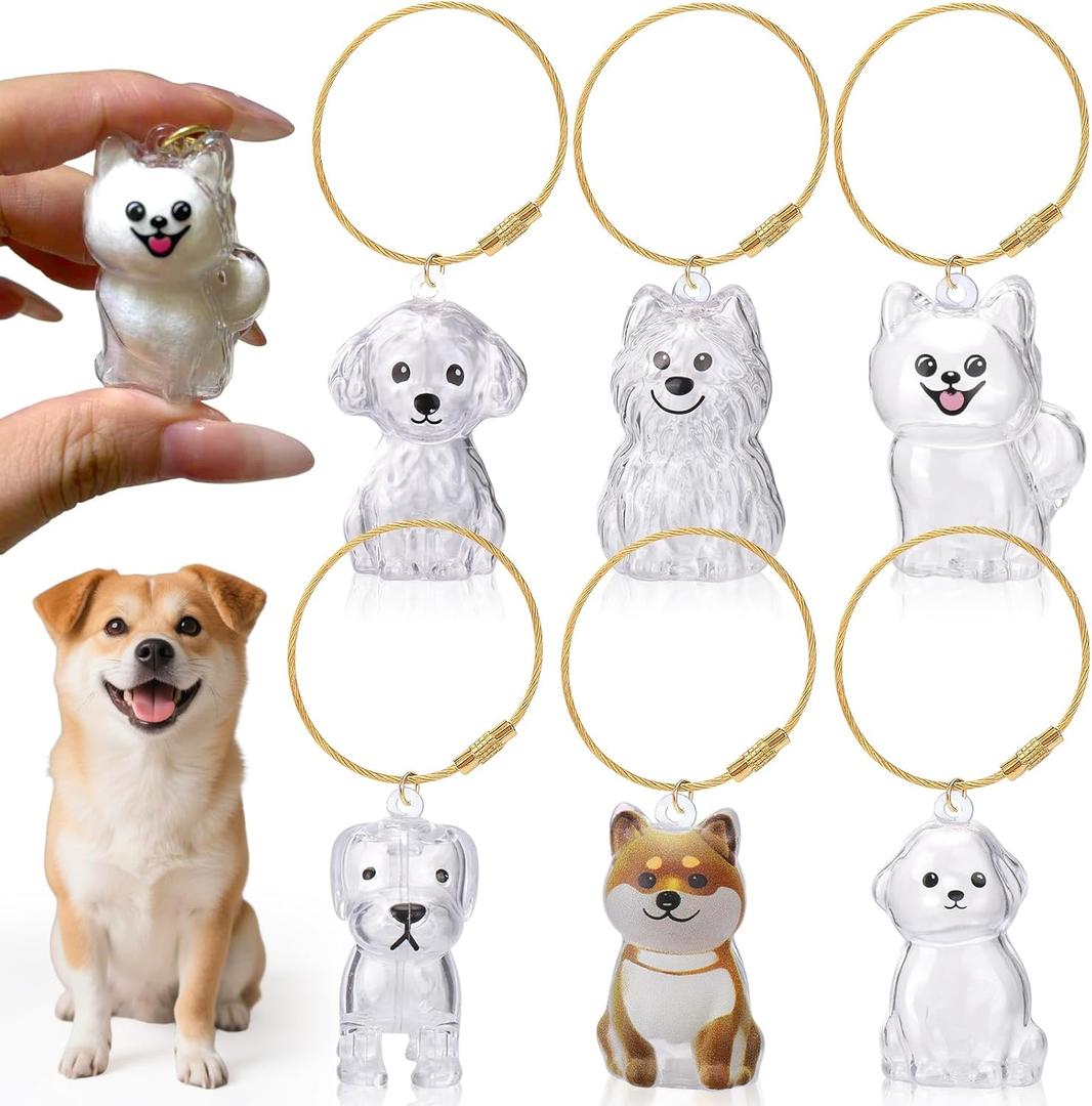 2 x 6PCS Dog Keychain for Pet Lovers - Dog Hair Keychain & Hair Keepsake - Portable Fur Keepsake Cute Keychains for Backpacks, Heartfelt Memorial Gifts for Loss of Dogs