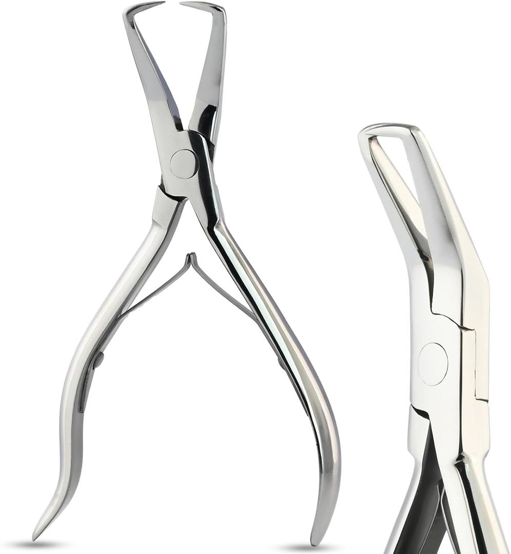 Professional Hair Extension Tools Microlink Bead Remover Plier for Hair Extensions Removal Micro Ring Beads Opener 5.5 Inch Pliers Silver Polish, Stainless Steel,Silver