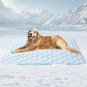 EHEYCIGA Cooling Mat for Dogs, 41" x 28"(Q-Max>0.53), Washable Dog Cooling Mat, Portable Kennel Cooling Pet Pad for Summer, Non-Slip Summer Crate Pad for Large Dog, Grey