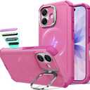 ESR for iPhone 17 Case with Stash Stand, 7X Military-Grade Drop Protection with Camera Control, Shock-Absorbing Phone Rugged Cover, Compatible with MagSafe Accessories, Cyber Series, Pink