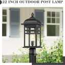 Emliviar 22 Inch Large Outdoor Lamp Post Light, Farmhouse Pole Lights for Outside Patio, Waterproof Aluminum in Black Finish with Seeded Glass, DE279P-M BK, Large - 1 Pack