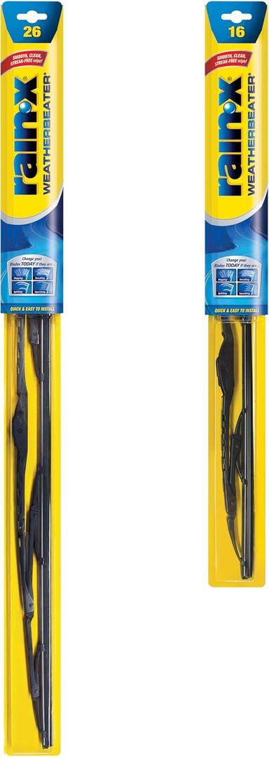 Rain-X 820147 WeatherBeater, 26" and 16" Windshield Wiper Blades - All-Season OEM Quality, Conventional, Vehicle Specific Fit, Pack of 2