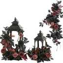 Ling's moment 6Pack 2ft Artificial Flowers Garland Black & Burgundy Lantern Flower Centerpieces Wedding Aisle Decor Chair Flowers Arch Floral for Signs DIY Table Wall Window Cake Decoration