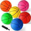 Shindel Mini Basketball, 6PCS 6.3 inches Basketballs with Pump for Birthday Gifts for Toddlers Kids, Playground Balls for Pool, Indoors, Outdoors (Vibrant Colors)