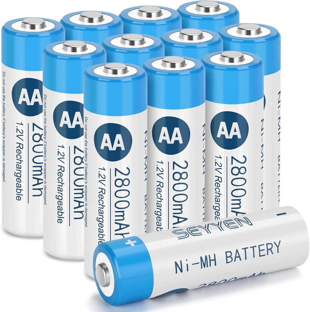 NiMH Rechargeable AA Batteries, 2800mAh High Capacity 1.2V NiMH Double A Batteries, Pre-Charged Solar Battery for Solar Lights, Pathway Lights, and Home Devices 