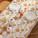 Romanstile Fall Rectangle Tablecloth 60 x 120 Inch,Thanksgiving Autumn Harvest Orange Maple Leaf Table Cloths, Stain Resistant Farmhouse Table Cover for Thanksgiving Holiday Dinner Party