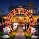 Gilprop 10 ft Casino Night Inflatable Decorations with Build-in LEDs Blow up Arch Kit Outdoor Inflatable Archway Decorations for Yard Lawn Garden Party Decor