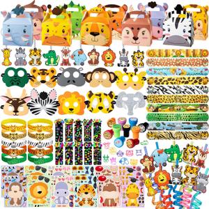 Jungle Safari Party Favors Set 92 PCS Wild Animals Set for Kids Birthday Gifts, Wild Theme Party favors for Kids Birthday Party Baby Shower Goodie Bag Fillers Jungle Safari Party Supplies (Animal Pro)