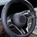 Magnelex Microfiber Leather Steering Wheel Cover  Black. Heat Resistant Anti-Slip Car Wheel Wrap - Compatible with Most Makes and Models of Cars and Trucks with 14.5 to 15 Inch Steering Wheels