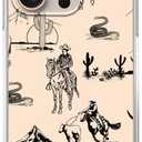 Vintage Cowboy Case Compatible with iPhone 16 Pro, Wild West Mountain Cactus Case for iPhone 16 Pro, Cool TPU Shockproof Case Cover