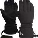 Winter Gloves Men Women Warm Waterproof Ski 5 Layer Touch Screen Snow Gloves for Cold Weather (Medium, Black)