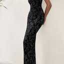 BTFBM Women Spring Dresses 2025 Elegant Wedding Guest Dresses Bodycon Tube Maxi Dress Split Floral Cocktail Dress (Black, XXL)