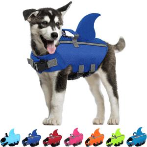 SUNFURA Dog Life Jacket Shark Life Vest for Dogs, Adjustable Swmming Vest with High Buoyancy, Safety Lifesaver with Rescue Handle for French Bulldog Small Medium Breeds, Dark Blue L SUNFURA Dog Life Jacket Shark Life Vest for Dogs, Adjustable Swmming Vest with High Buoyancy, Safety Lifesaver with Rescue Handle for French Bulldog Small Medium Breeds, Dark Blue L