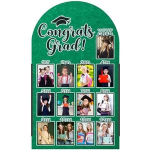 CroBlissful 27 x 16 Inch Graduation Photo Board Picture Frames Wall Decor Collage Display Green Felt Board for 4 x 3 Inch Photo DIY Picture Holder 2026 Graduation Party Decorations