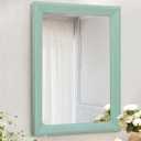 AAZZKANG Wood Framed Mirror Rectangle Modern Farmhouse Wall Mirrors Decor Large 20"x16" for Bedroom Living Room Bathroom Dressing Room Green (Turquoise)