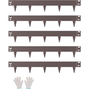 VEVOR Steel Landscape Edging, 5 Packs 39 x 3 in Rust-Resistant Metal Landscape Edging, Bendable Garden Edging Border, Heavy Duty Lawn Edging, Easy-to-Install, Flower Bed Yard Pathway Divider Brown