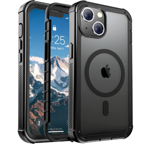 Magnetic for iPhone 13 Case, [Compatible with MagSafe][Military Grade Drop Protection][Heavy Duty Protection][Non-Slip][Shockproof] 2-Layer Durable Bumper Phone Case 6.1''-Black
