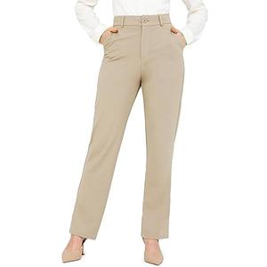 Bamans Dress Pants Women Work Business Pants Tummy Control Office Straight Leg Trousers High Waisted Ladies Slacks, Large