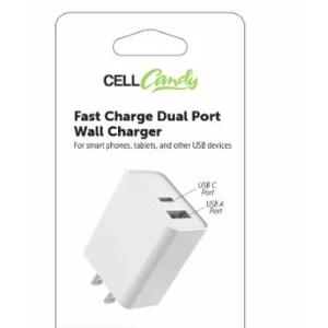 Cell Candy Fast Charge Dual USB Wall Charger 12 Watts (White)