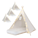 4 Pack Teepee Tent for Kids [Thickened] with Light String and Inflatable Airbed, Slumber Party Tents, Sleepover Tents Party for Girls Boys Indoor Outdoor (White)