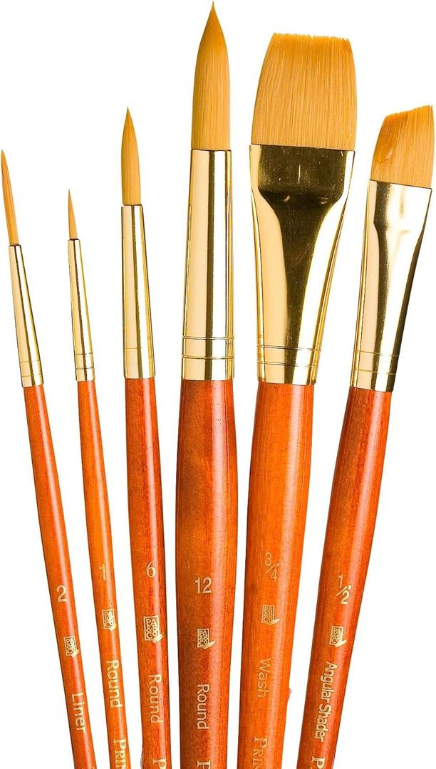 Princeton Art & Brush Synthetic Gold Taklon Real Value Brush Set, 6/Pkg