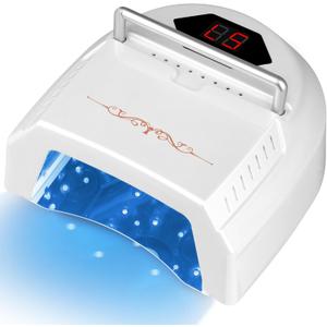 UV LED Nail Lamp Rechargebale, 72W Cordless Gel Nail Lamp with Fan Professional Nail Lamps for Gel Nails Nail Dryer with 45 Beads, Perfect for Salon Manicure, Pedicure, Home DIY Use (Pure White)