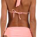 Sunshine 79 Women's Triangle Halter Bikini Swimsuit Top (Pink)